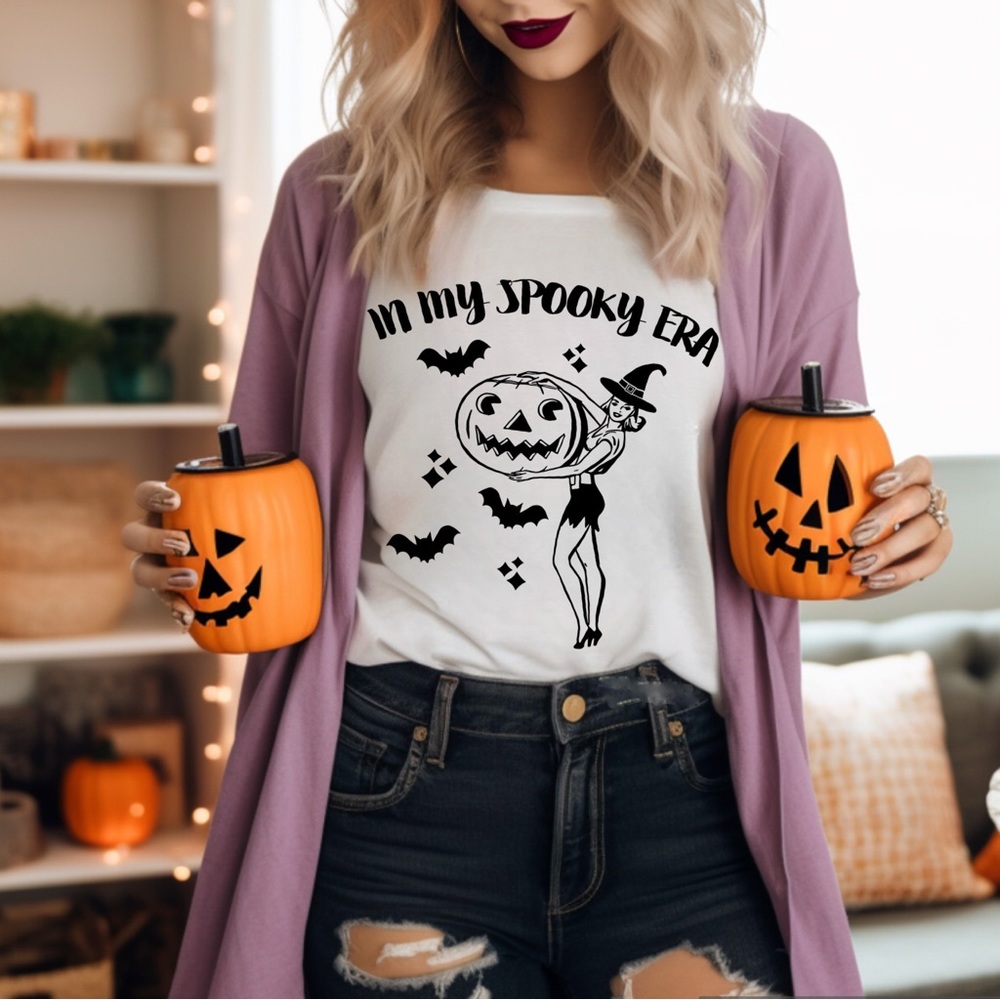 Halloween Tee In My Spooky Era Swiftie Witch Pumpkin Retro Pinup Eras Tour movie